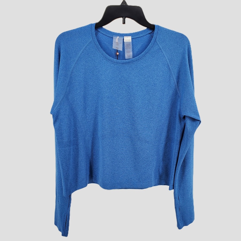 Calia Womens XXL Seamless Long Sleeve Race Length Top Cosmic Blue Spacedye‎ New